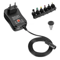 Uniwersalny zasilacz 230V, 12W/1A 3-12V, DC 1xUSB 2,1A