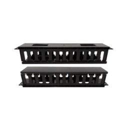 Organizer kabli 2U do szaf rack 19 z pokrywą, czarny