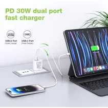 Techly 621901 Ładowarka GaN 30W do telefonu USB-C/A - B2B Netinet