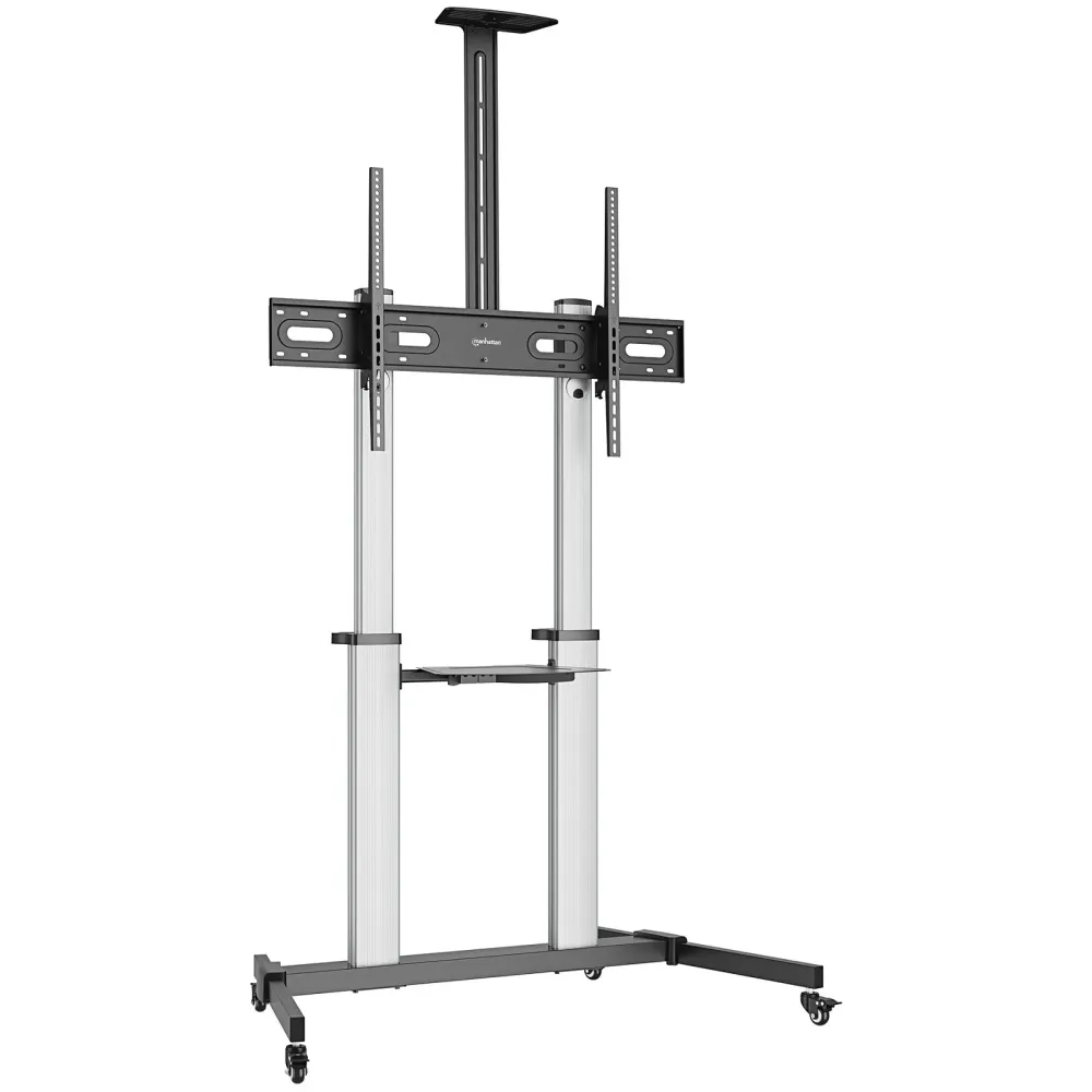 Manhattan Aluminiowy Wózek TV 60-100" do 80kg Regulowana Wysokość i Nachylenie