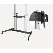 Manhattan Aluminiowy Wózek TV 60-100" do 80kg Regulowana Wysokość i Nachylenie