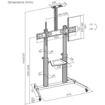 Manhattan Aluminiowy Wózek TV 60-100" do 80kg Regulowana Wysokość i Nachylenie
