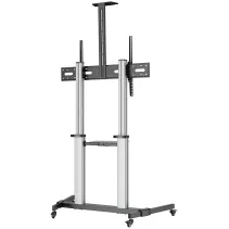 Manhattan Aluminiowy Wózek TV 60-100" do 80kg Regulowana Wysokość i Nachylenie