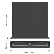 Szuflada do szaf Rack, 2U, z zamkiem, 466mm, czarna