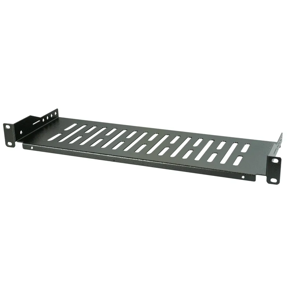 Półka 1U 250mm rack 19, perforowana, czarna