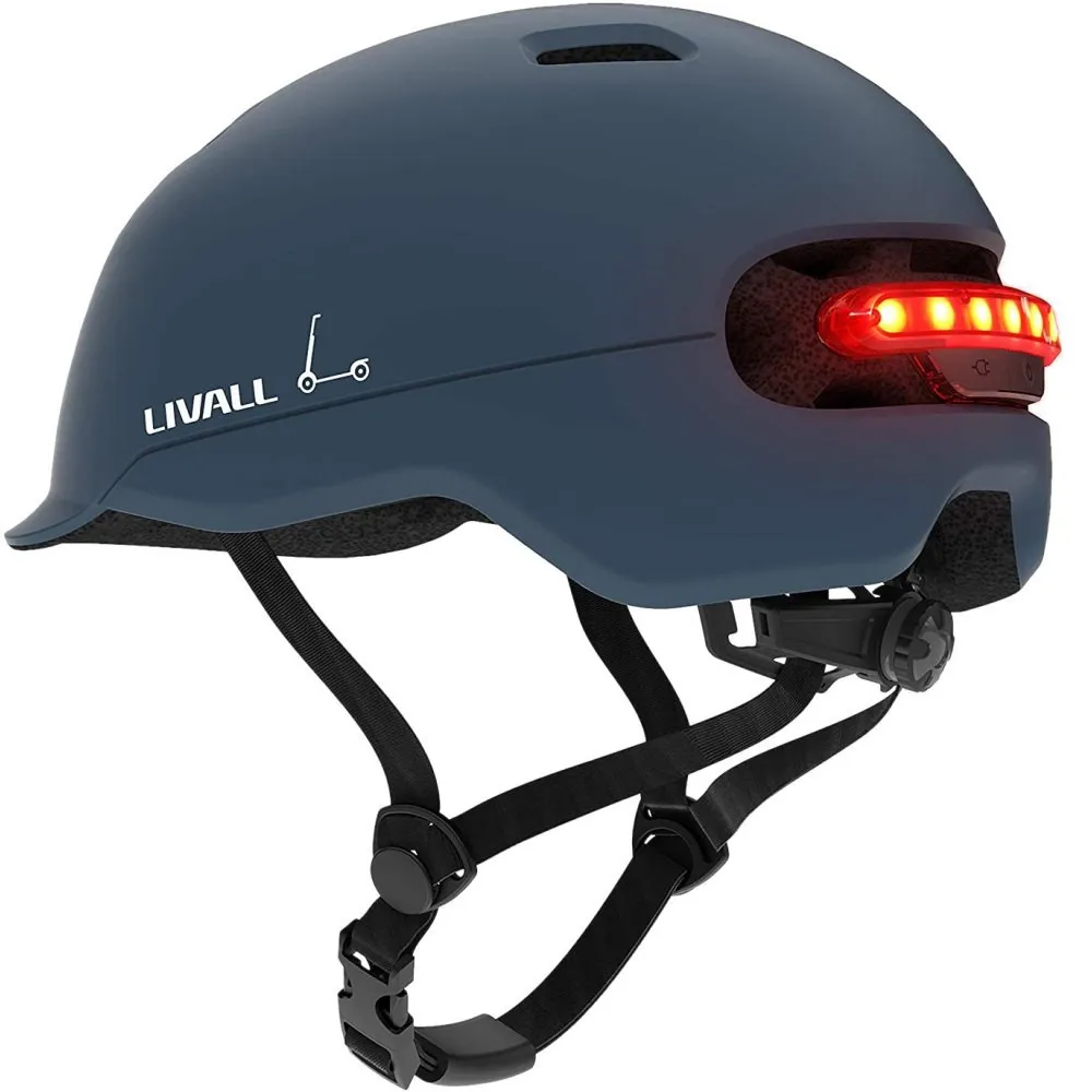 Kask miejski 54-58cm światła LED czujnik upadku SOS niebieski