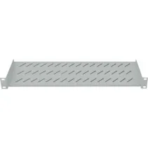 Półka 1U 150mm Rack 19, 2 pkt mocowania, perforowana, szara