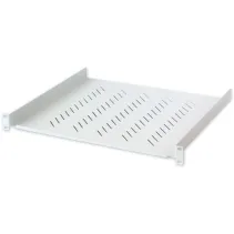 Półka 1U 400mm Rack 19, 2 pkt mocowania, perforowana, szara