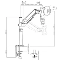 Techly 104073 Gazowy uchwyt do monitora 17-32" - B2B Netinet