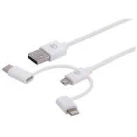 Kabel USB 2.0 3w1 USB-A na Lightning, USB-C, MicroB  M/M 1m