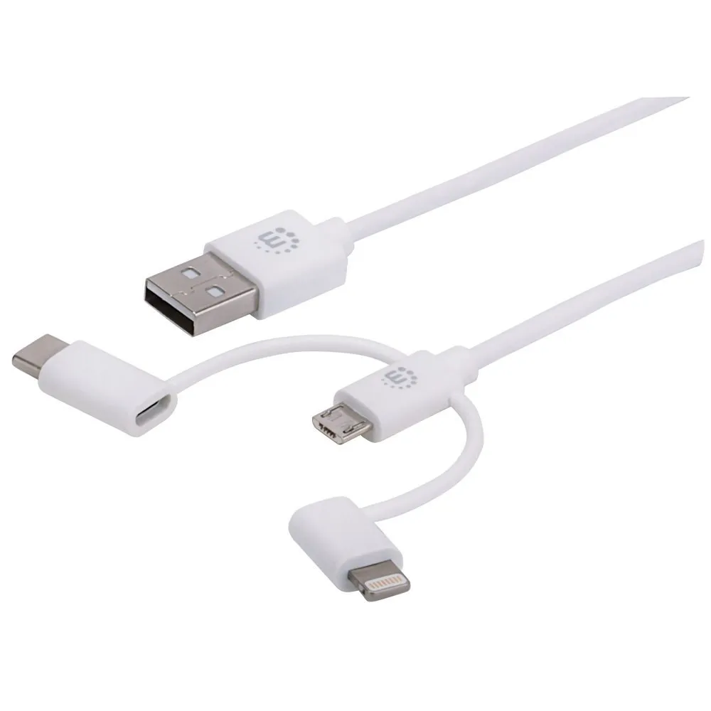 Kabel USB 2.0 3w1 USB-A na Lightning, USB-C, MicroB  M/M 1m