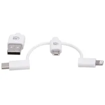 Kabel USB 2.0 3w1 USB-A na Lightning, USB-C, MicroB  M/M 1m