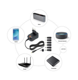 Uniwersalny zasilacz 230V, 12W/1A 3-12V, DC 1xUSB 2,1A
