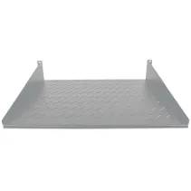 Półka 2U 400mm rack 19, 2 pkt mocowania, perforowana szara