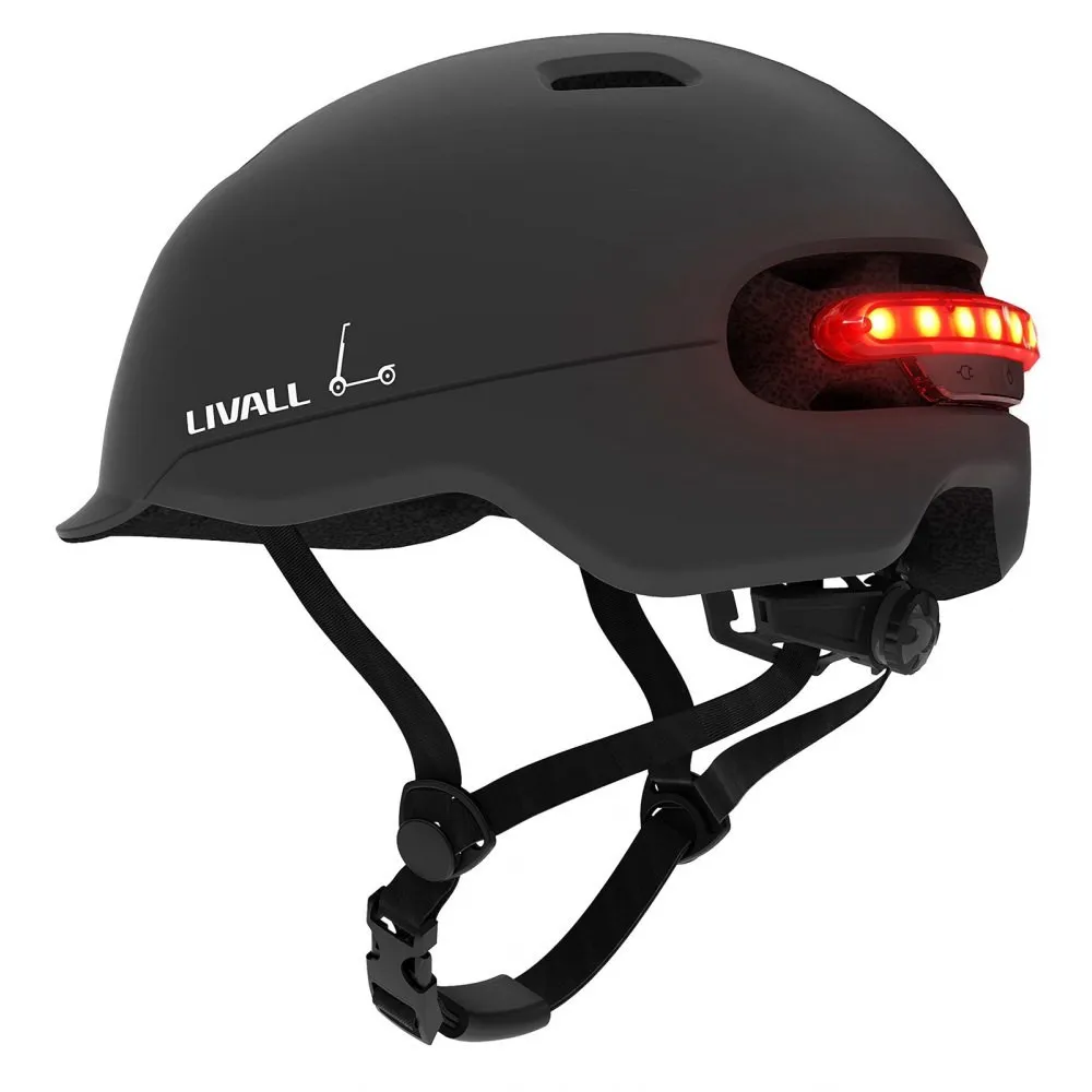 Kask miejski 54-58cm światła LED czujnik upadku SOS czarny