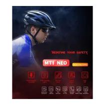 Kask rowerowy MTB Bluetooth 54-58cm LED/SOS/Intercom czarny