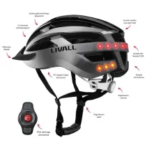 Kask rowerowy MTB Bluetooth 58-62cm LED/SOS/Intercom szary