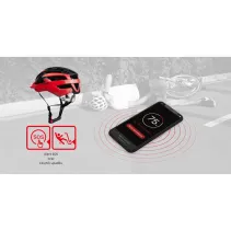 Kask rowerowy MTB Bluetooth 54-58cm LED/SOS/Intercom czerwony