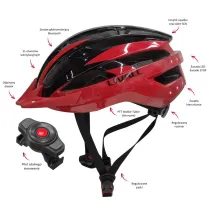 Kask rowerowy MTB Bluetooth 58-62cm LED/SOS/Intercom czerwony