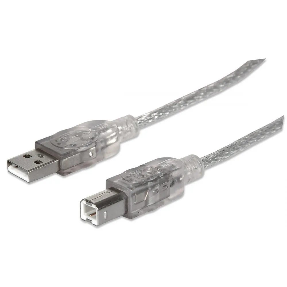 Kabel USB 2.0 USB-A na USB-B M/M 1.8m  srebrny