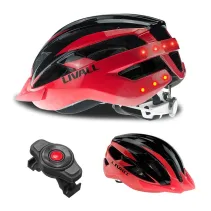 Kask rowerowy MTB Bluetooth 58-62cm LED/SOS/Intercom czerwony