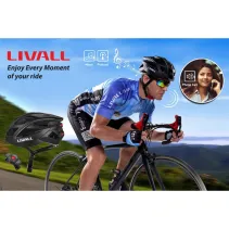 Kask szosowy Bluetooth 55-61cm LED/SOS/Intercom biały