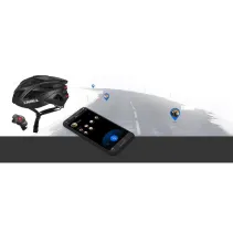 Kask szosowy Bluetooth 55-61cm LED/SOS/Intercom biały