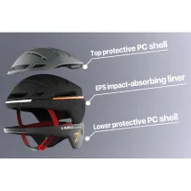 Kask szosowy 58-62cm światła LED czujnik upadku SOS czarny