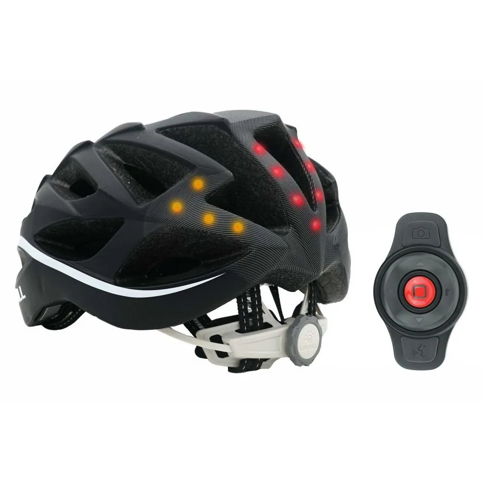 Kask szosowy Bluetooth 55-61cm LED/SOS/Intercom biały