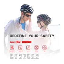 Kask szosowy Bluetooth 55-61cm LED/SOS/Intercom biały