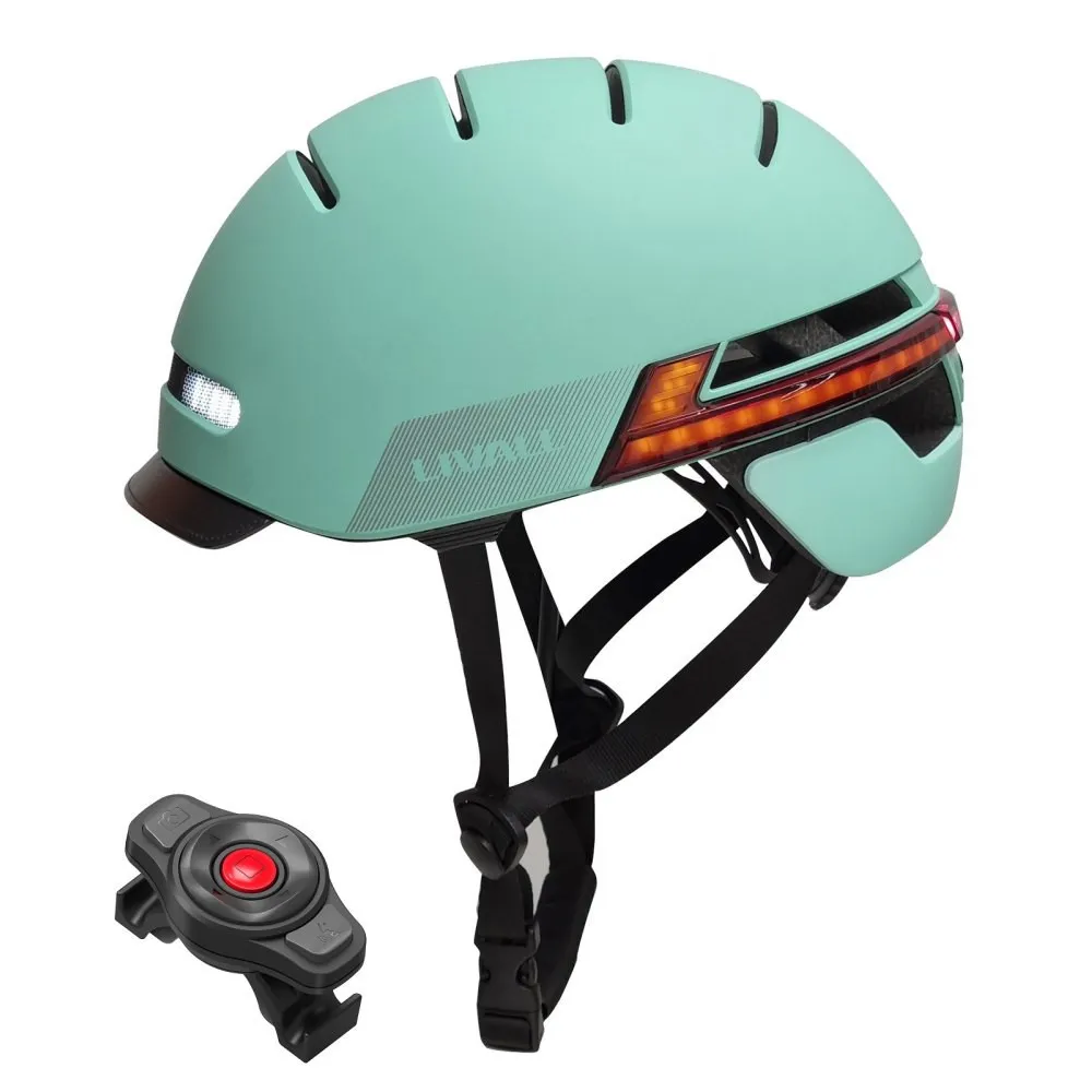 Kask miejski Bluetooth 57-61cm LED/SOS/Intercom miętowy