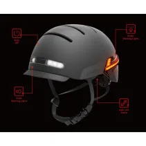 Kask miejski Bluetooth 57-61cm LED/SOS/Intercom czarny