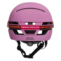Kask miejski Bluetooth 57-61cm LED/SOS/Intercom różowy