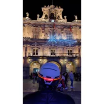 Kask miejski Bluetooth 54-58cm LED/SOS/Intercom fioletowy