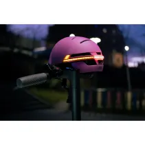 Kask miejski Bluetooth 54-58cm LED/SOS/Intercom fioletowy