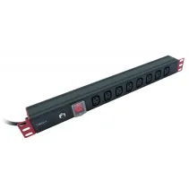 Listwa zasilająca 19" 1U, 8x C13, kabel 2m C14, włącznik