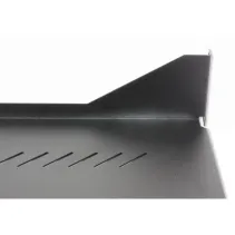 Półka 1U 150mm rack 19, 2 pkt mocowania, perforowana czarna