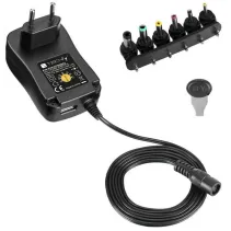 Zasilacz 230V uniwersalny 7.2W/0.6A 3-12V 6 wtyków DC i USB