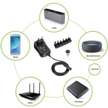Zasilacz 230V uniwersalny 7.2W/0.6A 3-12V 6 wtyków DC i USB
