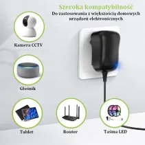 Zasilacz 230V uniwersalny 27W/2.25A 3-12V 6 wtyków DC i USB