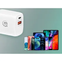 Manhattan 406321 Szybka ładowarka 2x USB QC 18W i PD 30W