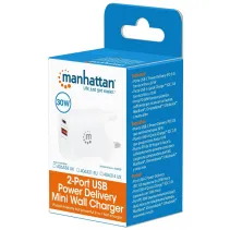 Manhattan 406321 Szybka ładowarka 2x USB QC 18W i PD 30W