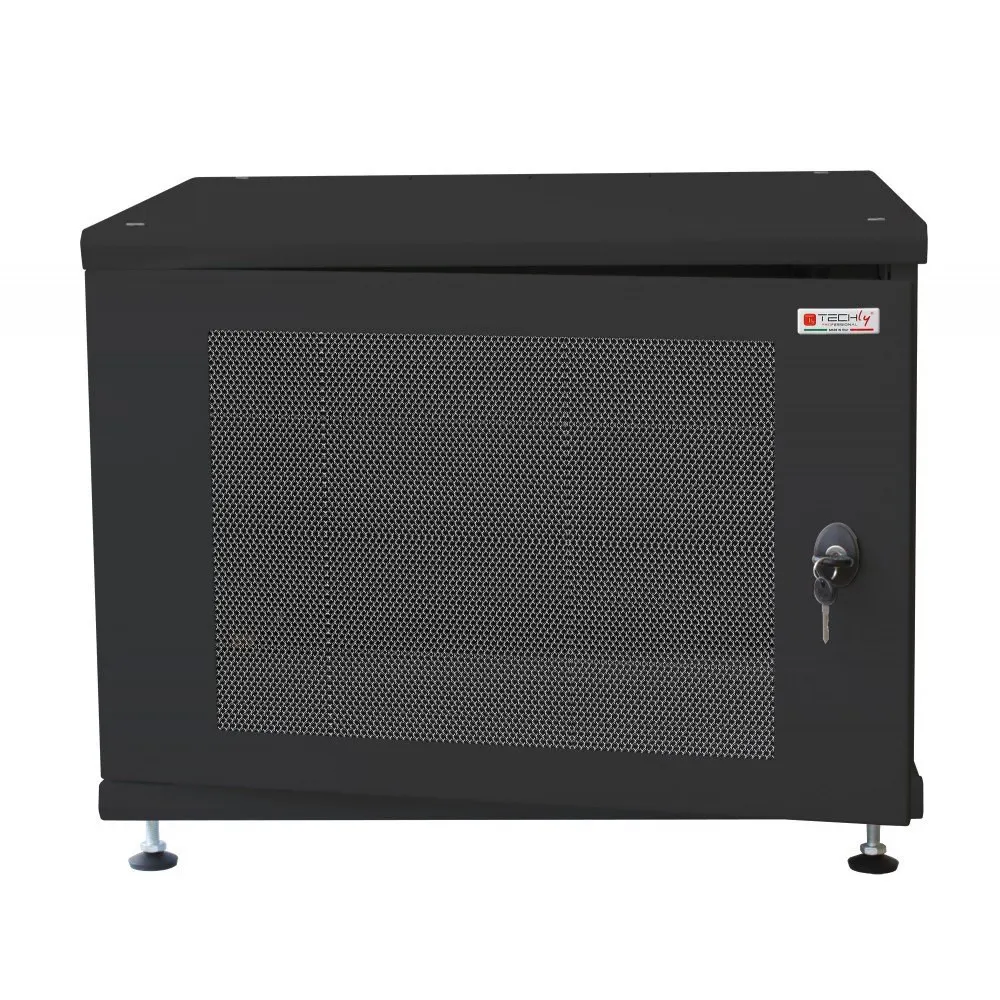 Szafa stojąca/wisząca Rack 19" 8U 540x600, drzwi perforowane, do baterii fotowoltaicznych, czarna