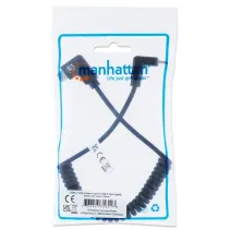 Kabel do ładowania USB-C na USB-C kątowy 90° spiralny 1m