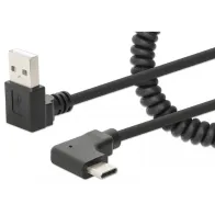 Kabel do ładowania USB-A na USB-C kątowy 90° spiralny 1m