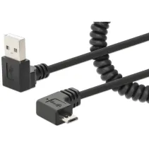 Kabel do ładowania USB-A na USB-MicroB kątowy90° spiralny 1m