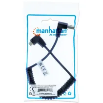 Kabel do ładowania USB-A na USB-MicroB kątowy90° spiralny 1m