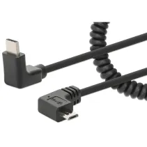 Kabel do ładowania USB-C na USB-MicroB kątowy90° spiralny 1m