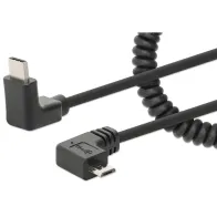 Kabel do ładowania USB-C na USB-MicroB kątowy90° spiralny 1m