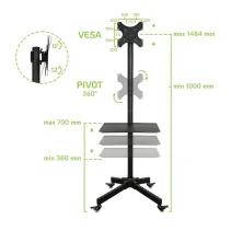 Techly ICA-TR20 Stojak mobilny TV 19-37" z półką AV - B2B Netinet